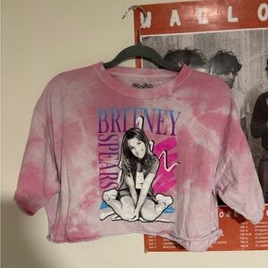 Pink tie dye Britney Spears cropped t shirt LARGE WOMENS
